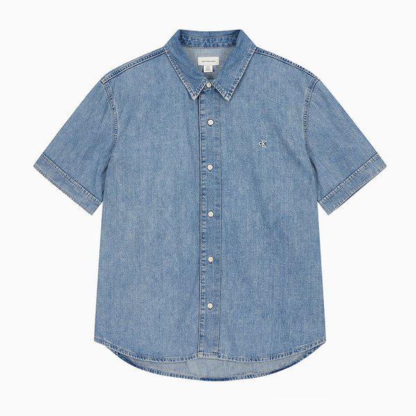 男性オーバーサイズ半袖デニムシャツ(4RAB714)