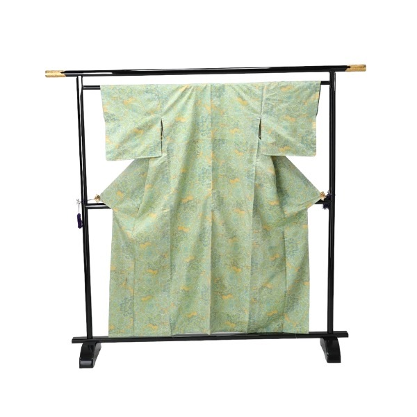 細長着 化繊 着物 和服 若葉色