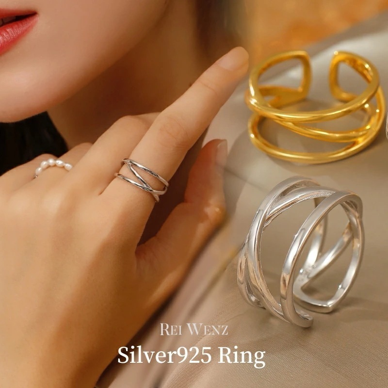 【高品質Silver925】シルバー リング 幅太 幅広 ワイド 太め 大ぶり ニュアンス 華奢 レディース 重ね 金属アレルギー インスタ ゴールド おしゃれ オフィス プレゼント 人