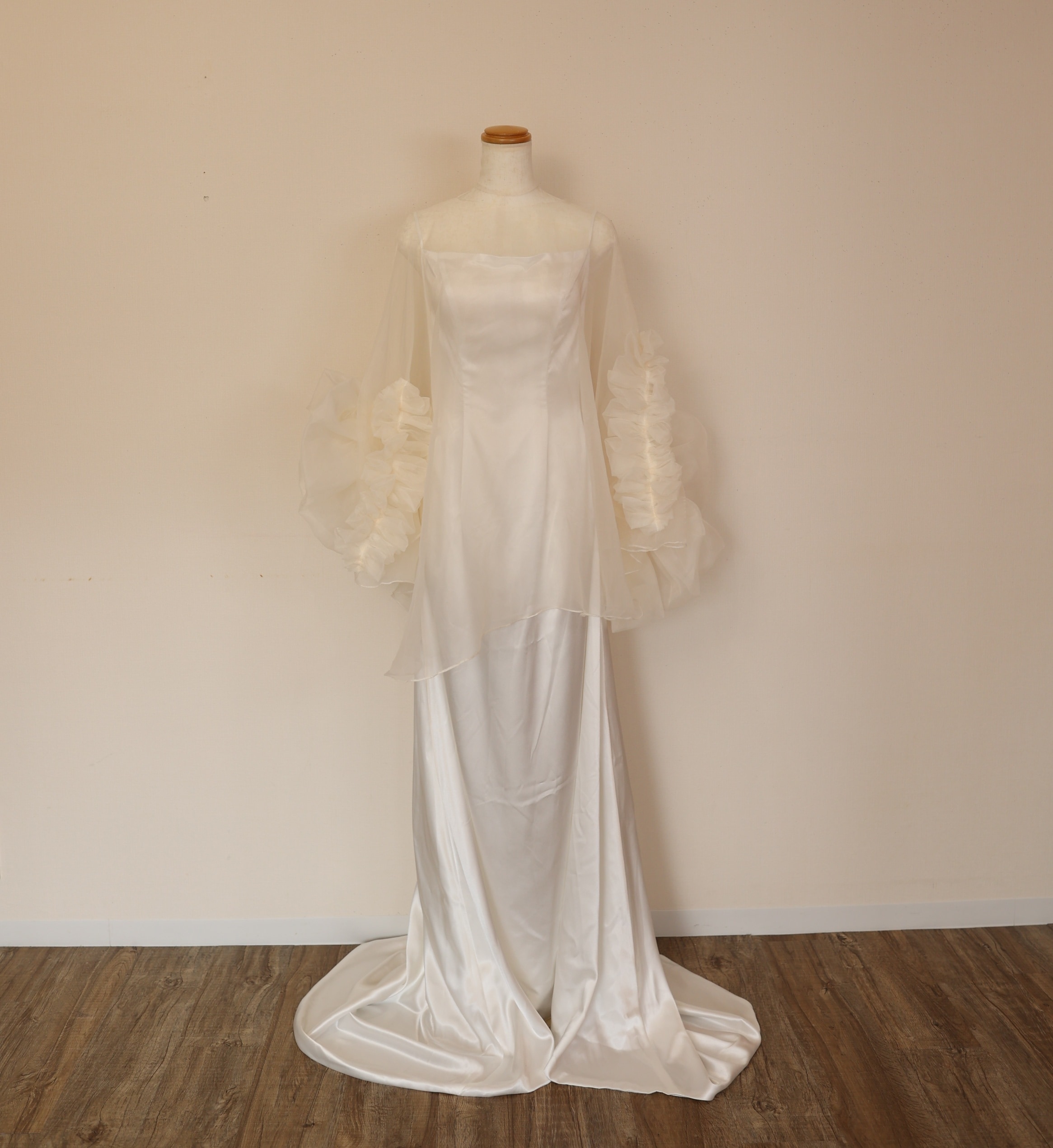 パーティードレス ツーピース アイボリー トップス+スカート オーガンジー 二次会 前撮り