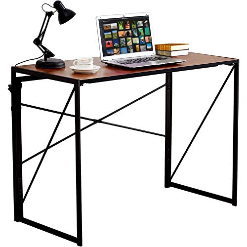 色：チークブラウン サイズ：幅100×奥行50×高さ75cm VECELO 折り畳みデスク 机 pc