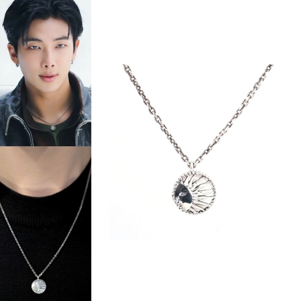 【BTS RM着用】 HARANG HR 68N Mother of pearl Sun Carved Necklace
