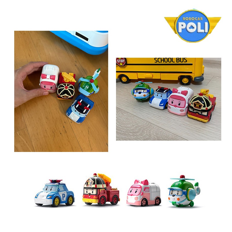 4点セット ダイキャスト レスキュー隊(ポリー+アンバー+ロイ+ヘリー)ロボカーポリー レスキュー 変身ロボットミニカー 車 アニメ おもちゃ 組み立て 登場人物 救助隊 韓国 人気 ロボット おすす