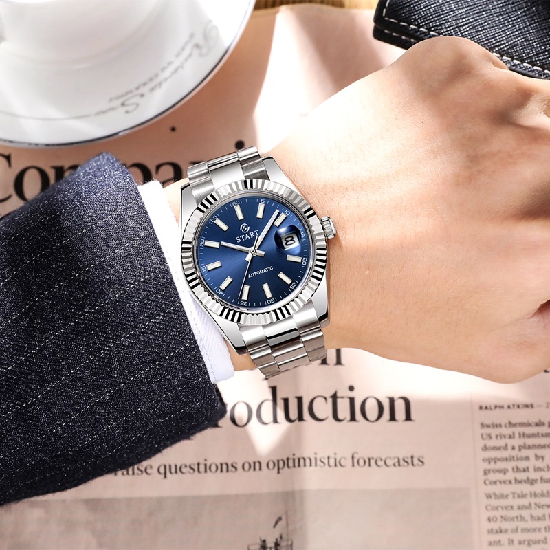 メンズ腕時計夜光スケールダイヤル自動機械式時計日付機能防水メタルウォッチスイスのムーブメント