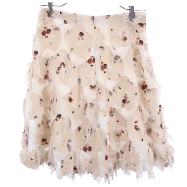 総柄 ミニ丈 スカート 36 ベージュ系 レディース