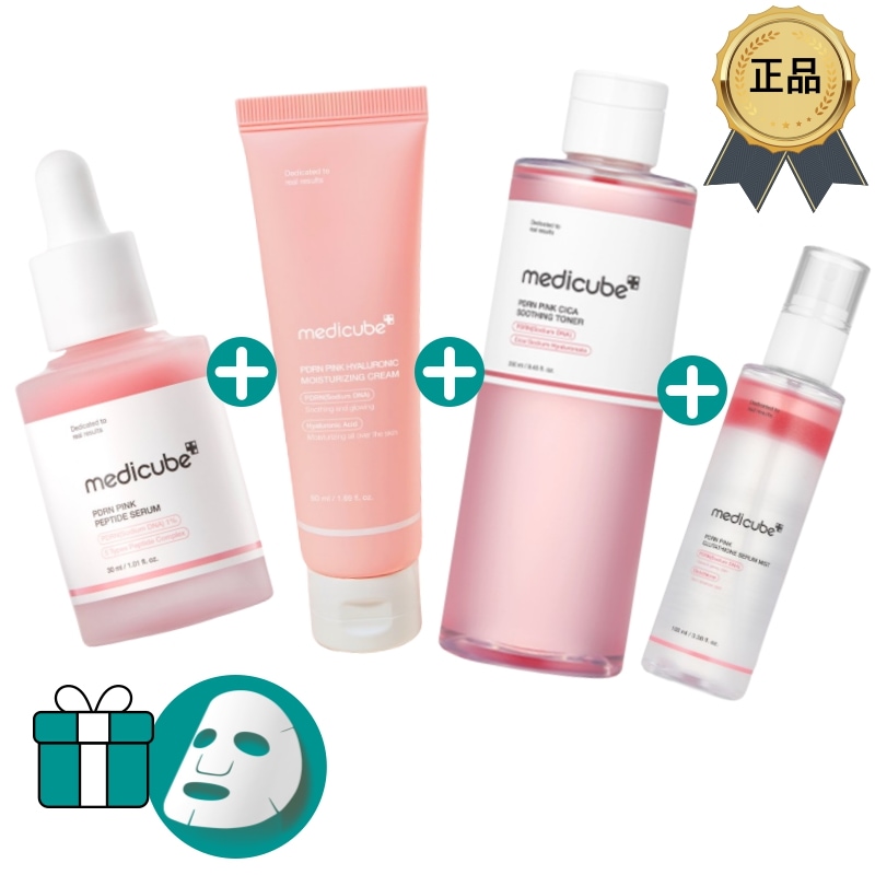 [純正品/K-Beauty]PDRN ピンク ペプチドアンプルセラム 30ml+サーモンピンク 鹿 スージングトナー 250ml+PDRNヒアルロニック水分クリーム50ml+PDRNミスト