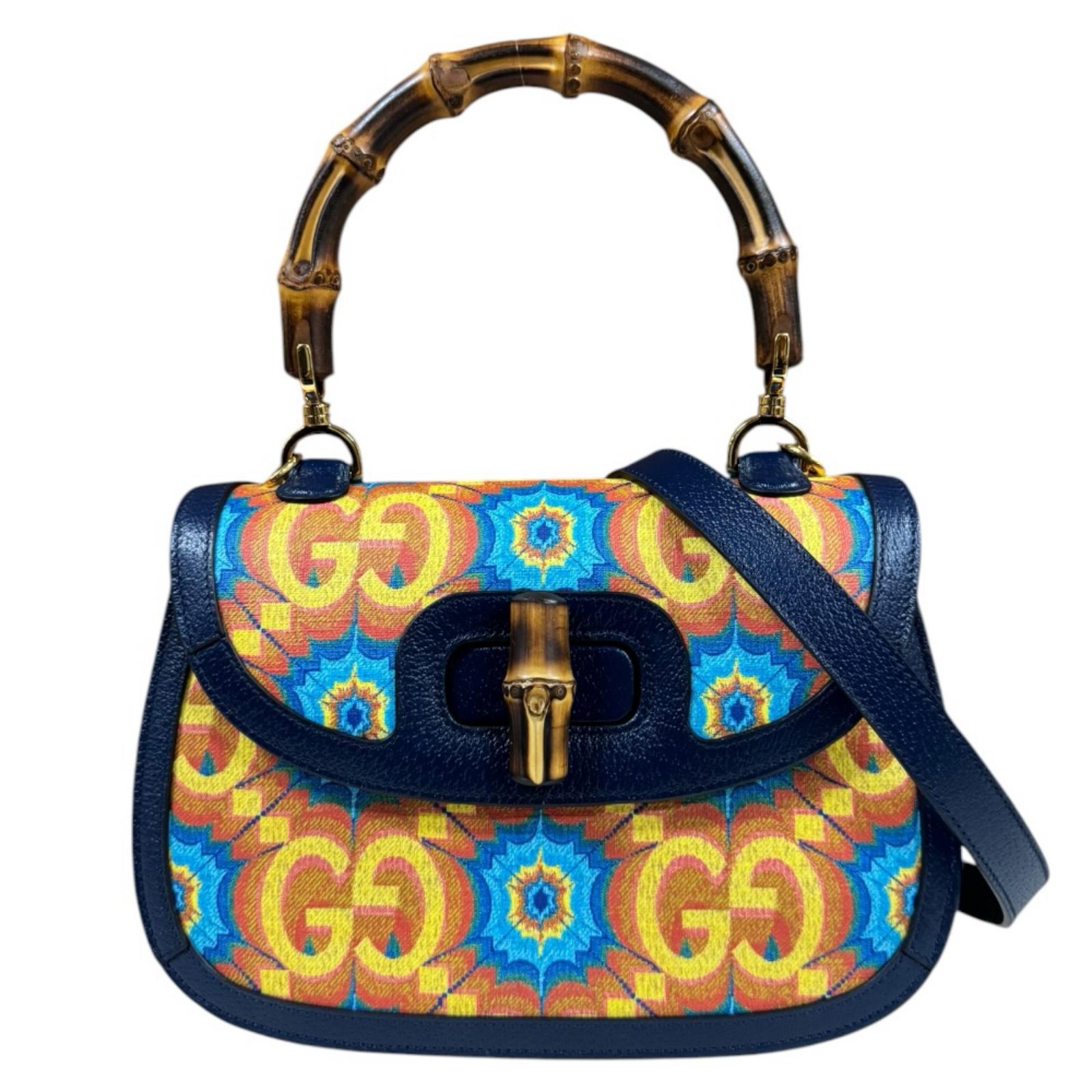 グッチ １００周年記念モデル バンブー GGカレイドスコープ ショルダーバッグ PVC 678489 マルチカラー GUCCI 中古 美品