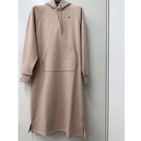 女性ルーズフィットコットン起毛スパンフード付きワンピース QQ422OOPO1 DBG