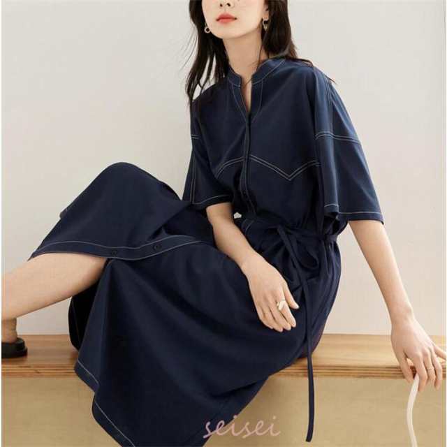 ワンピース レディース 半袖 ワンピース 夏 Vネック ワンピース 無地 キレイめ Aライン 夏物 着痩せ 20代 30代 40代 送料無料