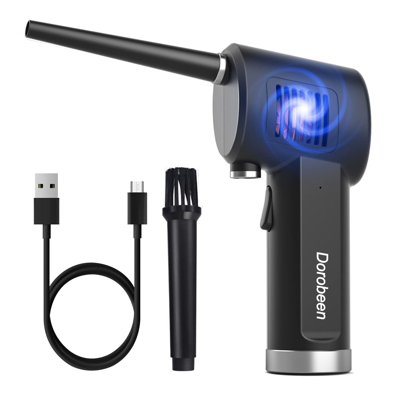 DOROBEEN 圧縮 空気 ダスター コードレス ポータブル 充電 圧縮 空気 33000 RPM 電動 エア ダスター コンピュータ キーボード 電子機器 クリーニング用 内蔵 バッテリー再利用可