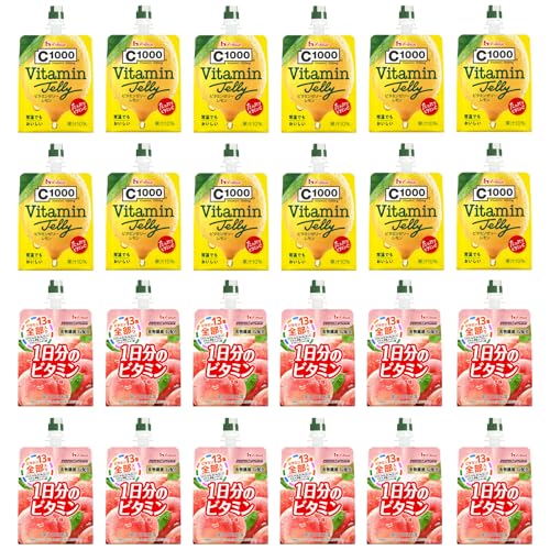 ハウスウェルネスフーズ ゼリー With セット (レモン×12袋ピーチ×12袋)各180g 計24袋【Amazon.co.jp限定】