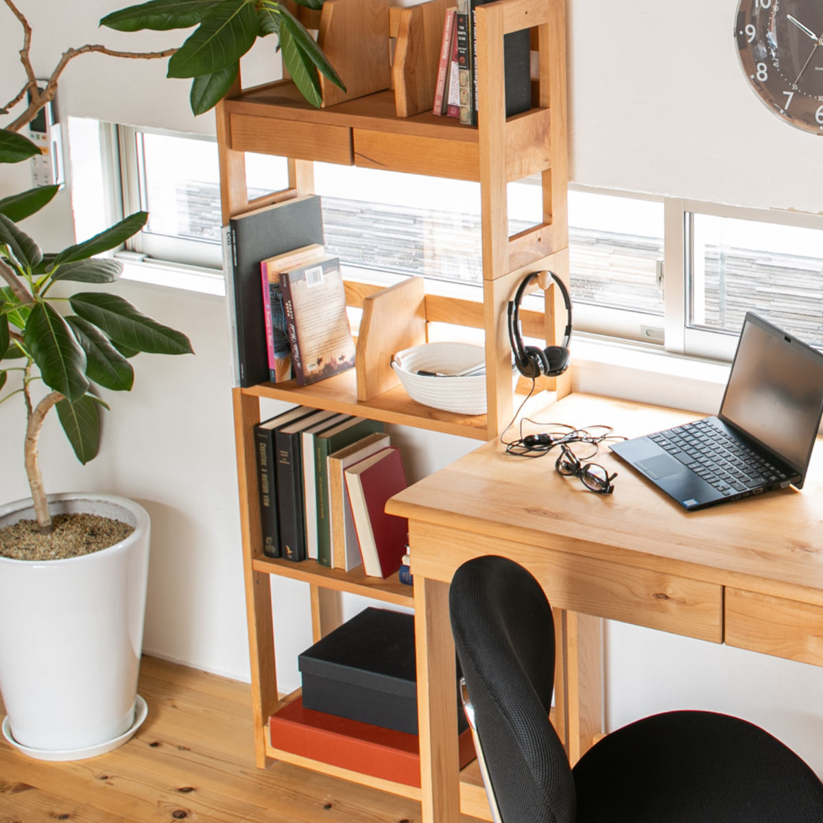 オープンラック 書棚 幅55cm 高さ143cm フォレスト ラック 棚 収納 木製 天然木 収納棚 シェルフ 引き出し付き 小物収納 スリム 奥行23cm 本棚 本立て シンプル 教科書 本