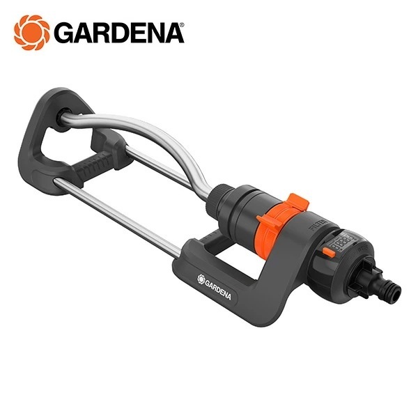 AquaCount 首振式スプリンクラー 首振り式 デジタル流量計付き 水量計 360回転液晶 芝生 園芸 庭 ドイツ製 最大5年保証 18354-20