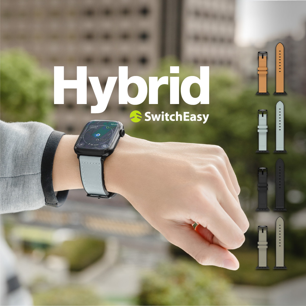 Apple Watch 対応 アップルウォッチ バンド 外側 レザー 内側 シリコン 革 ベルト 長さ調節 可能 交換ベルト Hybrid