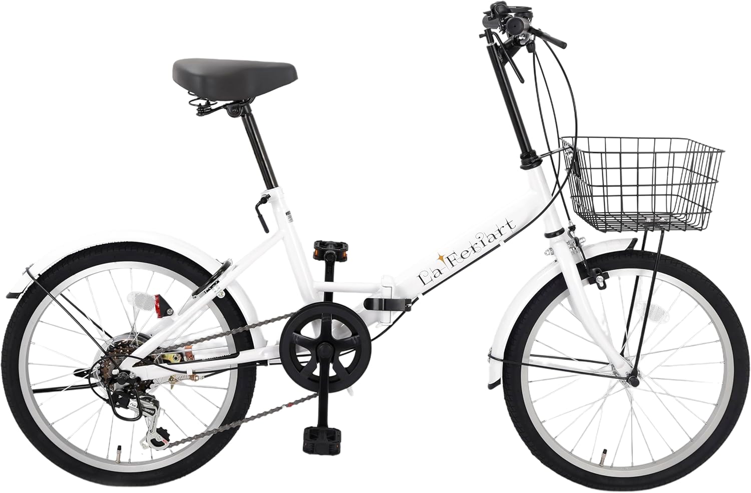 【スピードワールド】自転車 折り畳み自転車 折りたたみ 20インチ 6段変速 20インチ 軽量 スチールフレーム 通勤 通学 大人 カゴ・泥除け・ライト・カギ付き 「組立動画あり」