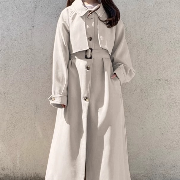 アウター コート ロング丈コート トレンチコート 長袖 襟付き 前開き ボタン ウエストマークベルト ポケット ロング丈 かわいい 大人可愛い きれいめ シンプル 上品 おしゃれ かっこいい
