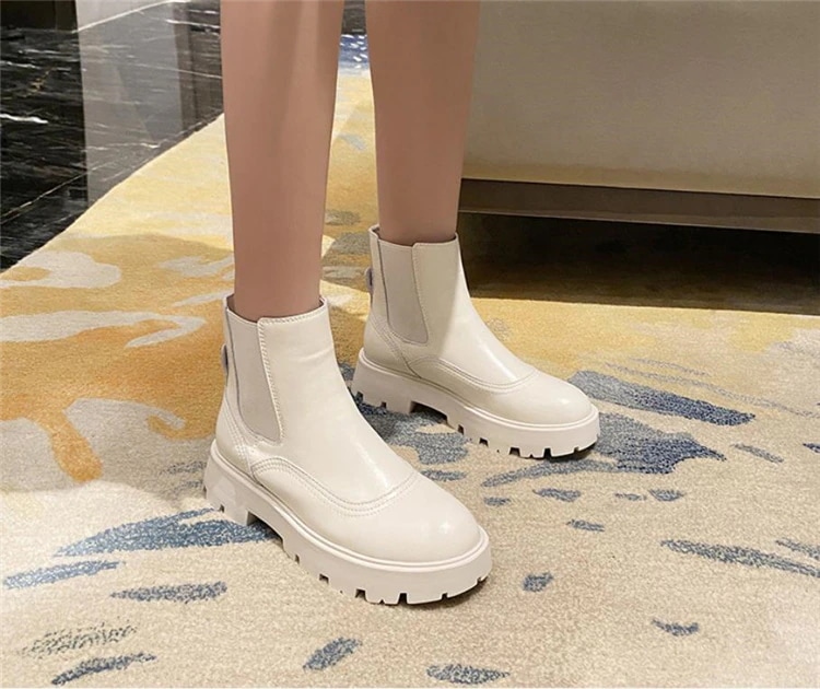 韓国ファッション 2021 イギリス風 学生 厚い底 太いヒール ブーツ 滑り止めトレンド 5,384円