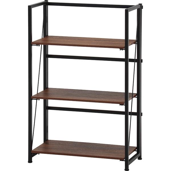 折りたたみシェルフ 3段 BR ブラウン 完成品