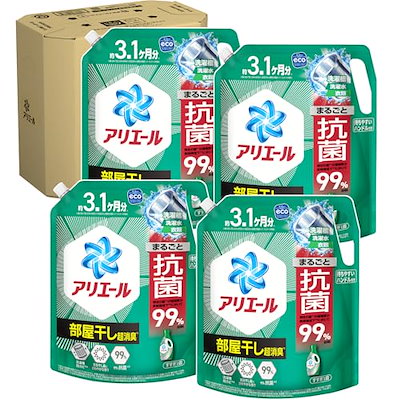 他サイト： アリエール 洗濯洗剤 液体 超抗菌プレミアム 部屋干し超消臭 天日干し級にさわやかな香り 詰め替え 2210gｘ4袋 [大容量] [ケース品]の商品画像
