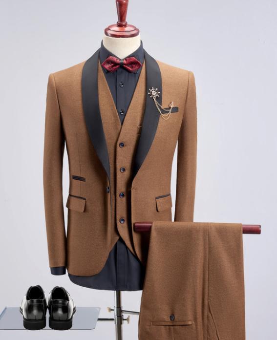 「即納」メンズタキシード3点セット 紳士服 メンズスリーピース スーツ セットアップ やや厚め 春秋冬用 ジャケット+パンツ+ジレベスト おしゃれ ビジネス フォマール スーツ 司会者 舞台 演出衣装