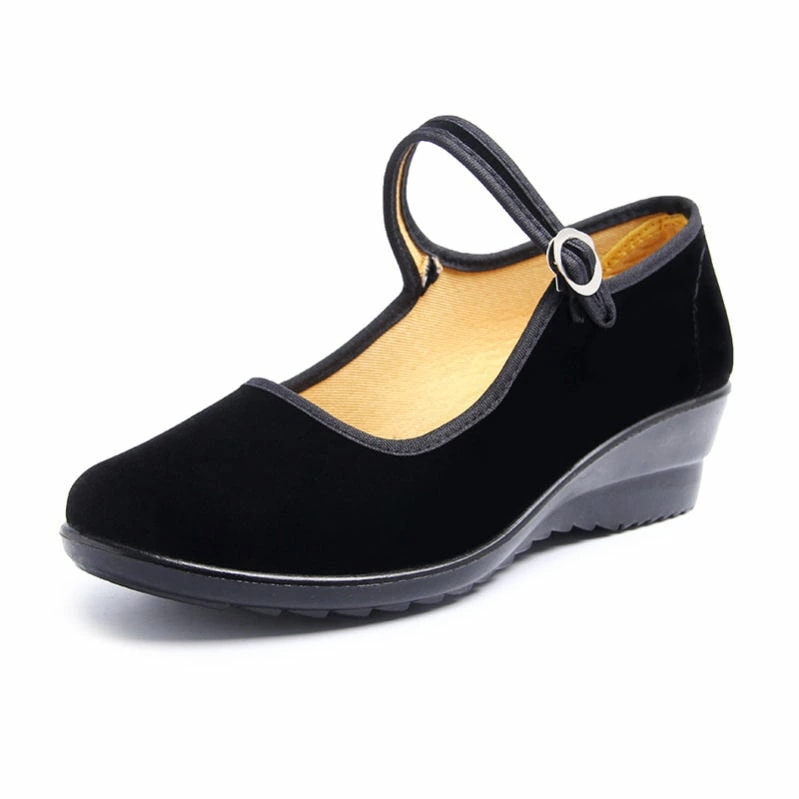 777円OFFクーポン 走れる パンプス レディース キャンバス 黒 立ち仕事靴 ウェッジソール パンプス 痛くない ラウンドトゥストラップ パンプス ハイヒール ヒール 入学式 低反発 冠婚葬祭 敬 8,046円