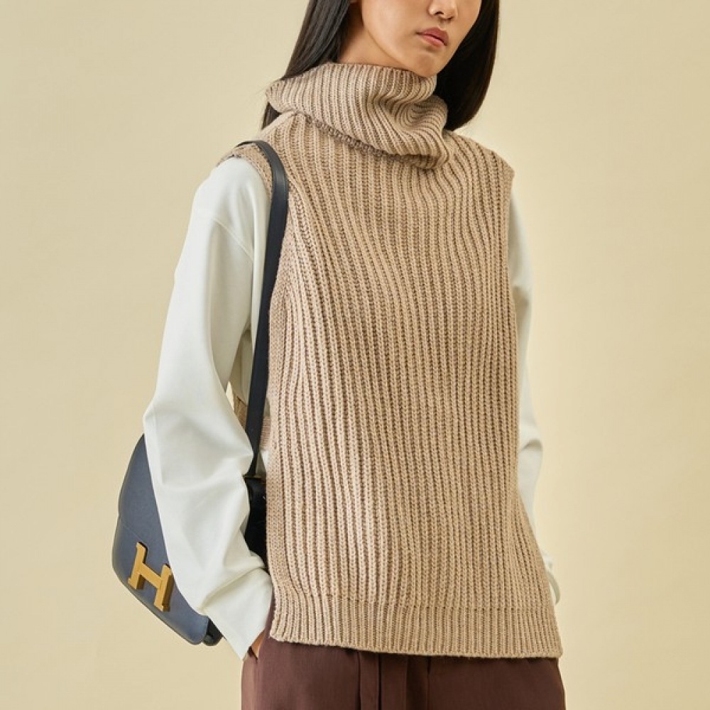 (UNIKE) トニーウールタートルネックサイドウエストバンドニットベスト