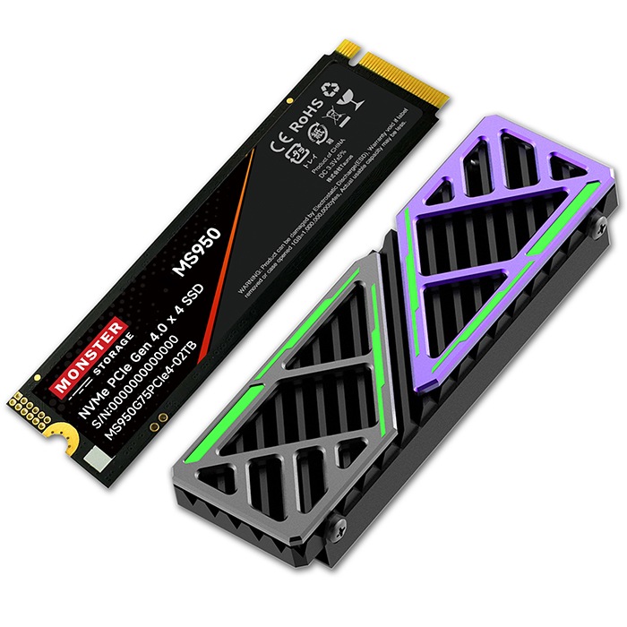 【M.2 2280 Gen4 SSD 4TB＋ヒートシンクセット】SSD NVMe M.2 2280 PCIe Gen4 4TB / アルミ合金 ヒートシンク シリコンパッド付き MH1