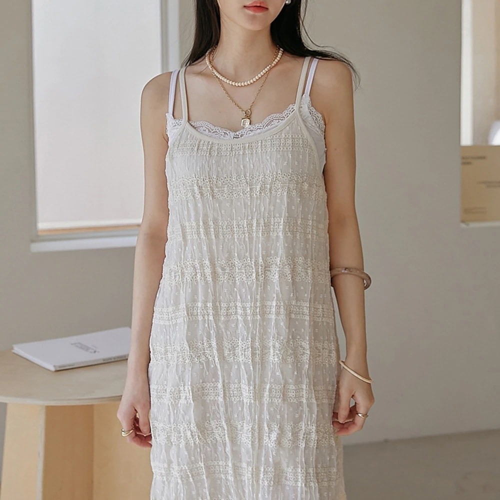 クリンクルレースキャミワンピース