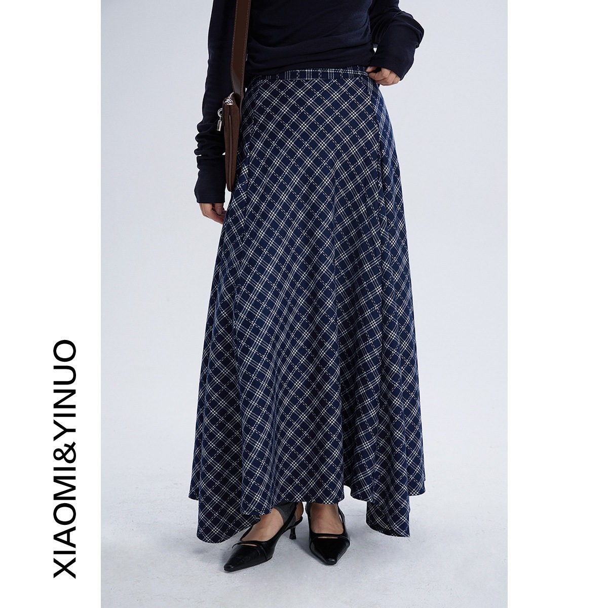 【送.料.無.料.急速発送】【新作】レトロなチェックの磨き毛で柔らかハイウエスト2025痩せ見えロングスカート