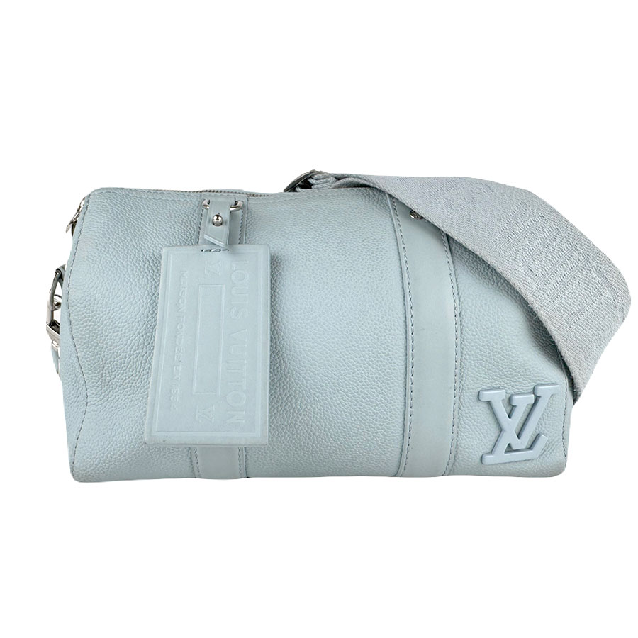ルイ ヴィトン LOUIS VUITTON 斜め掛けショルダーバッグ アエログラム シティ キーポル レザー ライトブルー シルバー レディース M23725 z8023