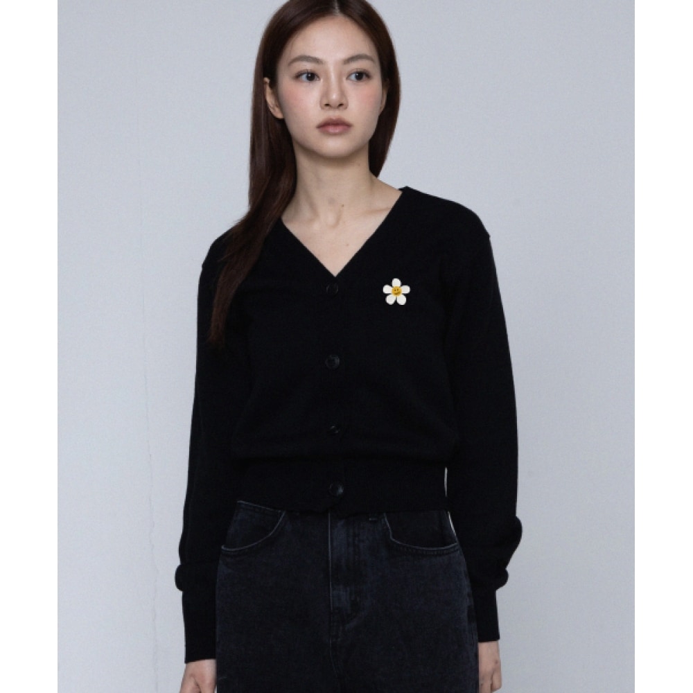 GRAVER [ユニセックス] フラワードット刺繍ニットカーディガン_ブラック