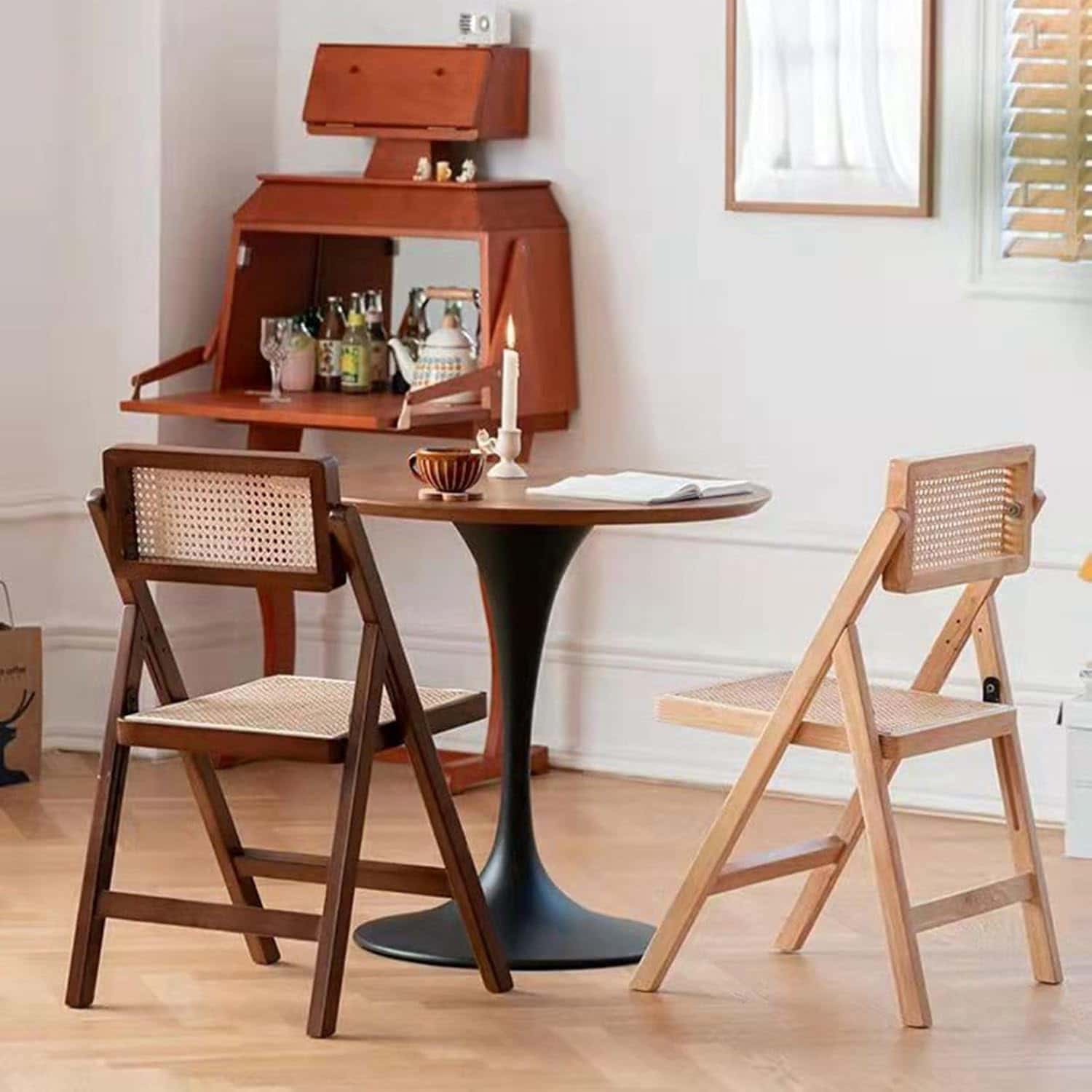 折り畳み椅子 ラタンチェア 軽量 デスクチェア オフィスチェア 食卓チェア リビングチェア 北欧 家庭用 簡単組立 背もたれ カフェ 喫茶店