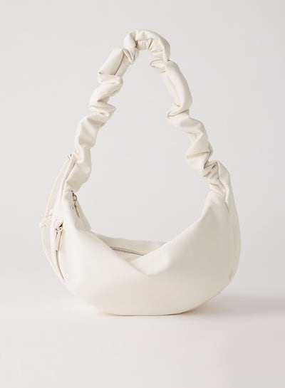 値下げ可　ショルダーバッグ　ホワイト Qoo10 GEN-RE ミディアム ショルダーバッグ [ホワイト