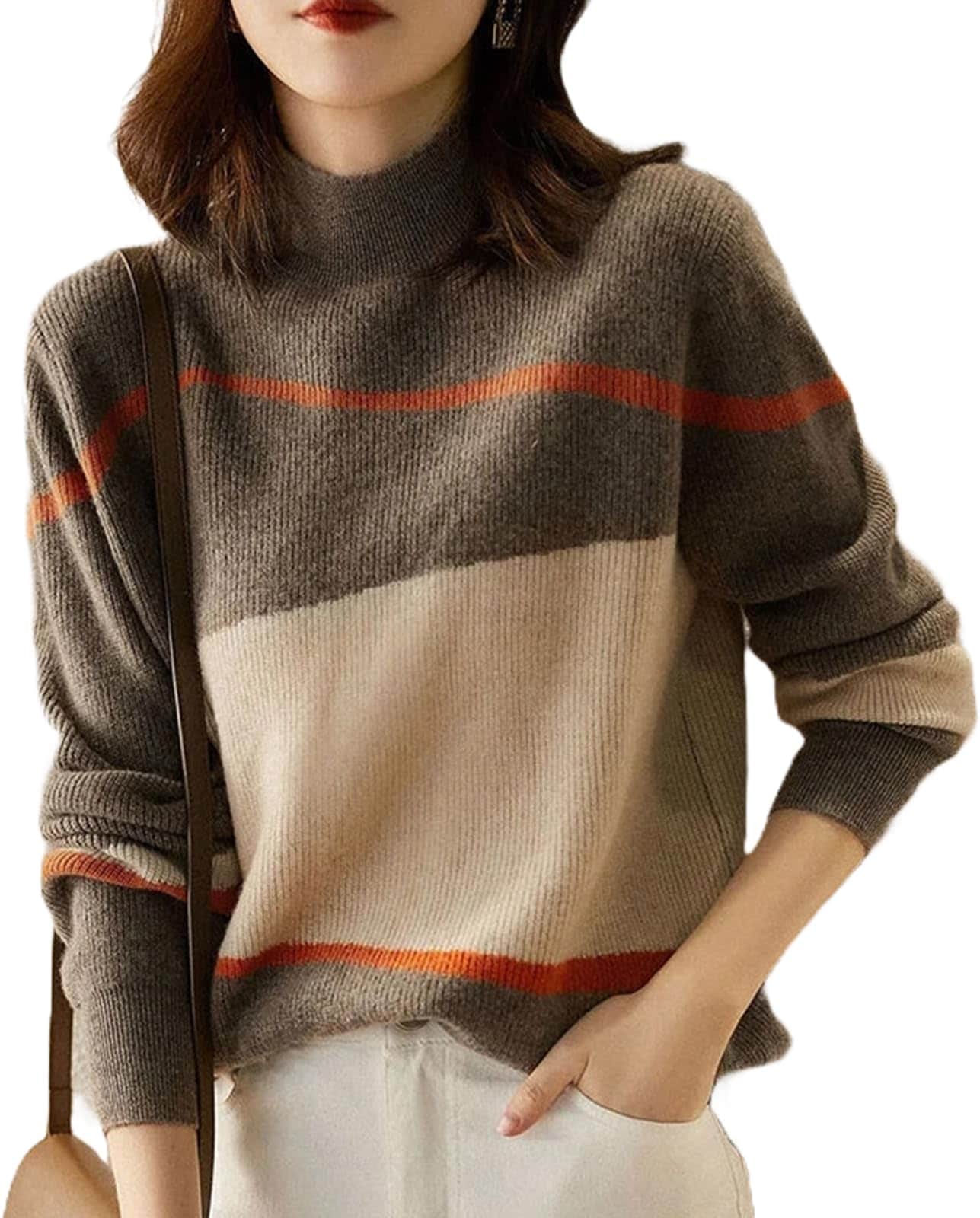 マルチカラー ライン 柄 ニット セーター プルオーバー 秋 冬 レディース トップス 3A-M11