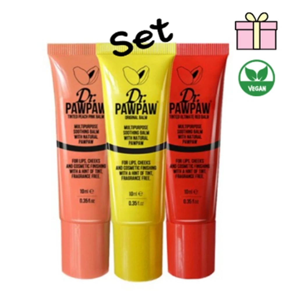 【3点セット】マルチバーム リップバーム, 10ml /イギリス オールインワン ビーガン クリーム/オリジナル+ピーチピンク+アーリーメイトレッド 1セット
