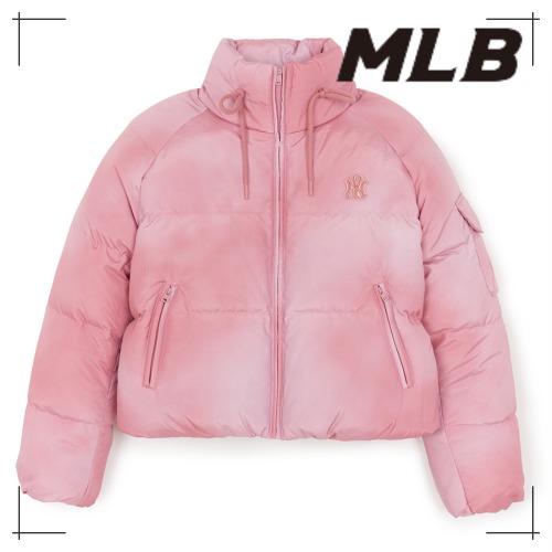 MLB公式 ダウン Womens Vintage Cropped Curved Padding NY (Coral)