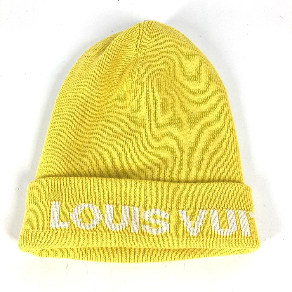 ニット帽 LVCUP ロゴ ルイヴィトンカップ ビーニー 帽子 ニット帽 ニットキャップ コットン イエロー