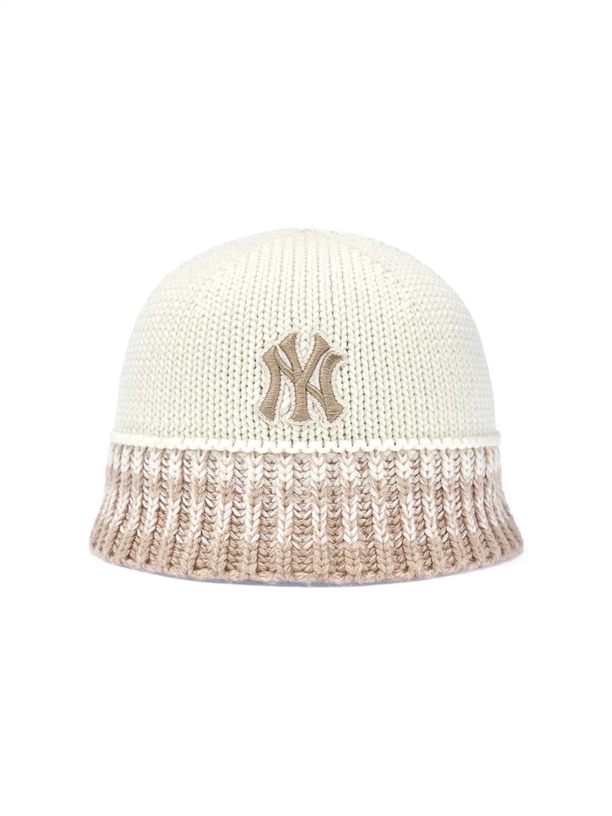 ビンテージ 配色 ニット ハット NY (Cream)