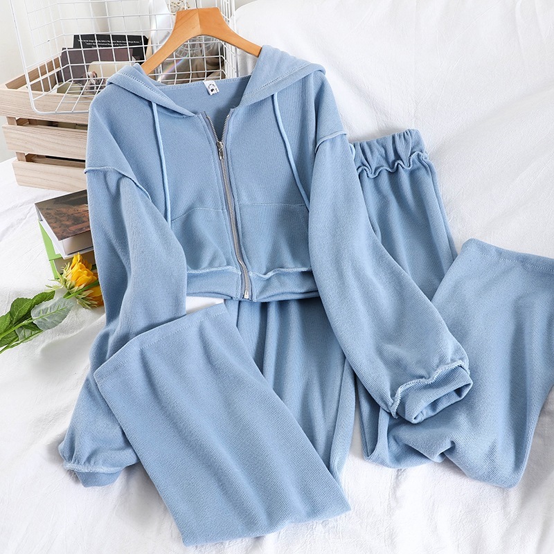 トップス ボトムス パンツ セットアップ ルームウェア パーカー フーディー スウェット 部屋着 ロング丈 長袖 フード付き ファスナー ハイウエスト 上下セット 2点セット ツー 4,932円