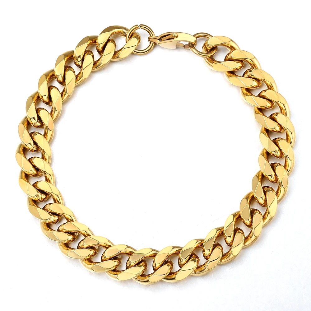 ゴールド喜平ステンレスブレスレット（幅11mm）手首 アクセサリー 金色 鎖 クサリ 水に強い 男性 女性 太め プレゼント 錆びにくい 人気 定番 シンプル 大人 高級 stb00-00-0154