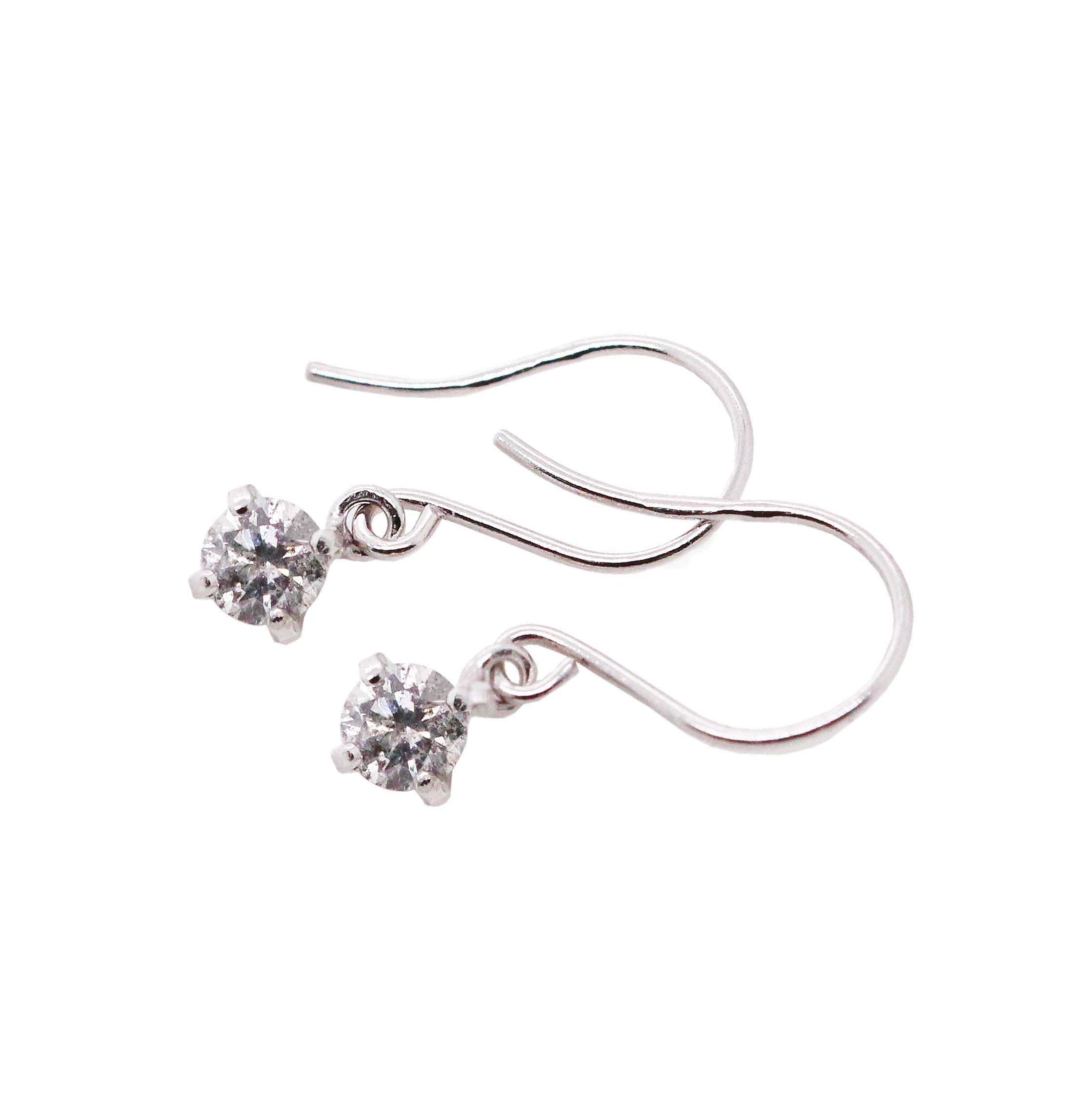 【KASHIMA】K18ホワイトゴールド 0.1ct ダイヤモンド 一粒石 アメリカン フック ピアス