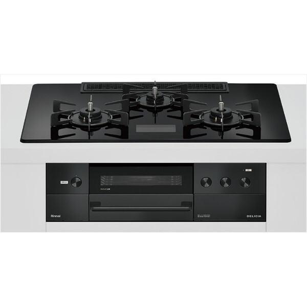 RHS72W38M17VNBW-LP クリスタルブラック DELICIA ビルトインガスコンロ(プロパンガス用・両側強火タイプ・3口・75cm)