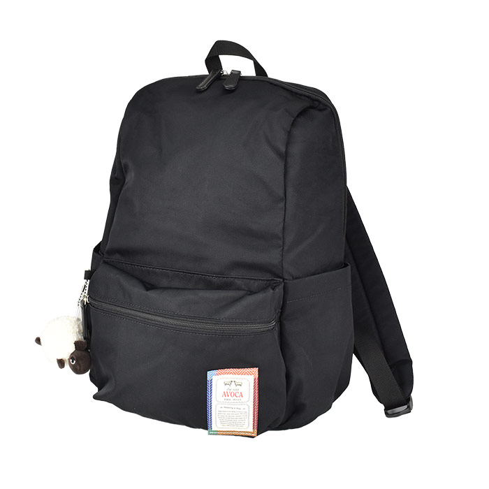 リュックサック デイパック AVOCA アヴォカ リュック 大容量 レディース 通学 通勤 シンプル 黒 かばん 羊 マスコット 無地 チェック 旅行 塾 A4サイズ ノート 学校 大学 シンプル