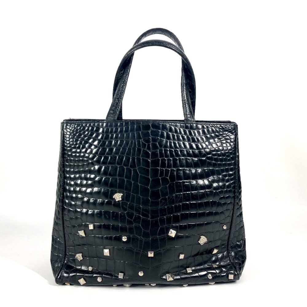 VERSACE ブラックレザートートバッグ VERSACEハンドバッグ VERSACE ブラックレザートートバッグ VERSACEハンドバッグ