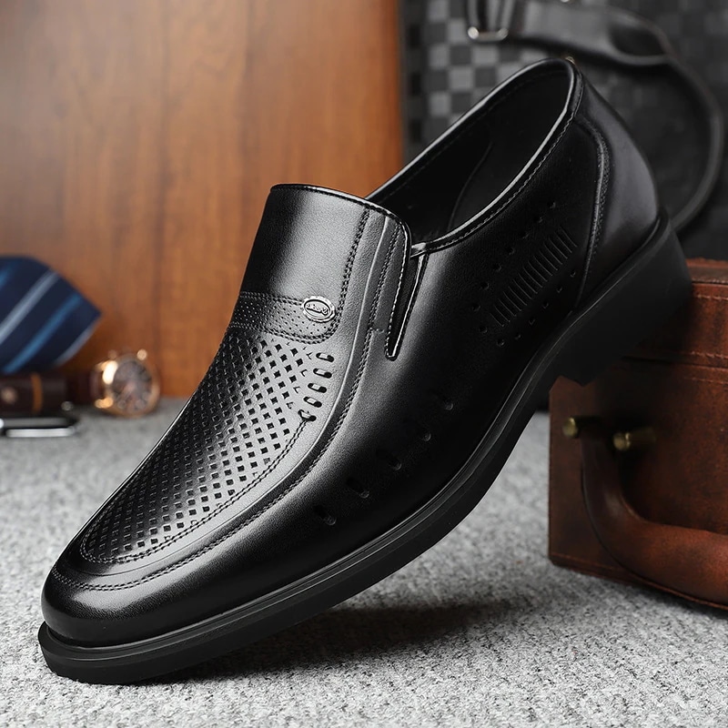 メンズ革靴中空穴メンズビジネスサンダルカジュアルシューズオールドダッドシューズ