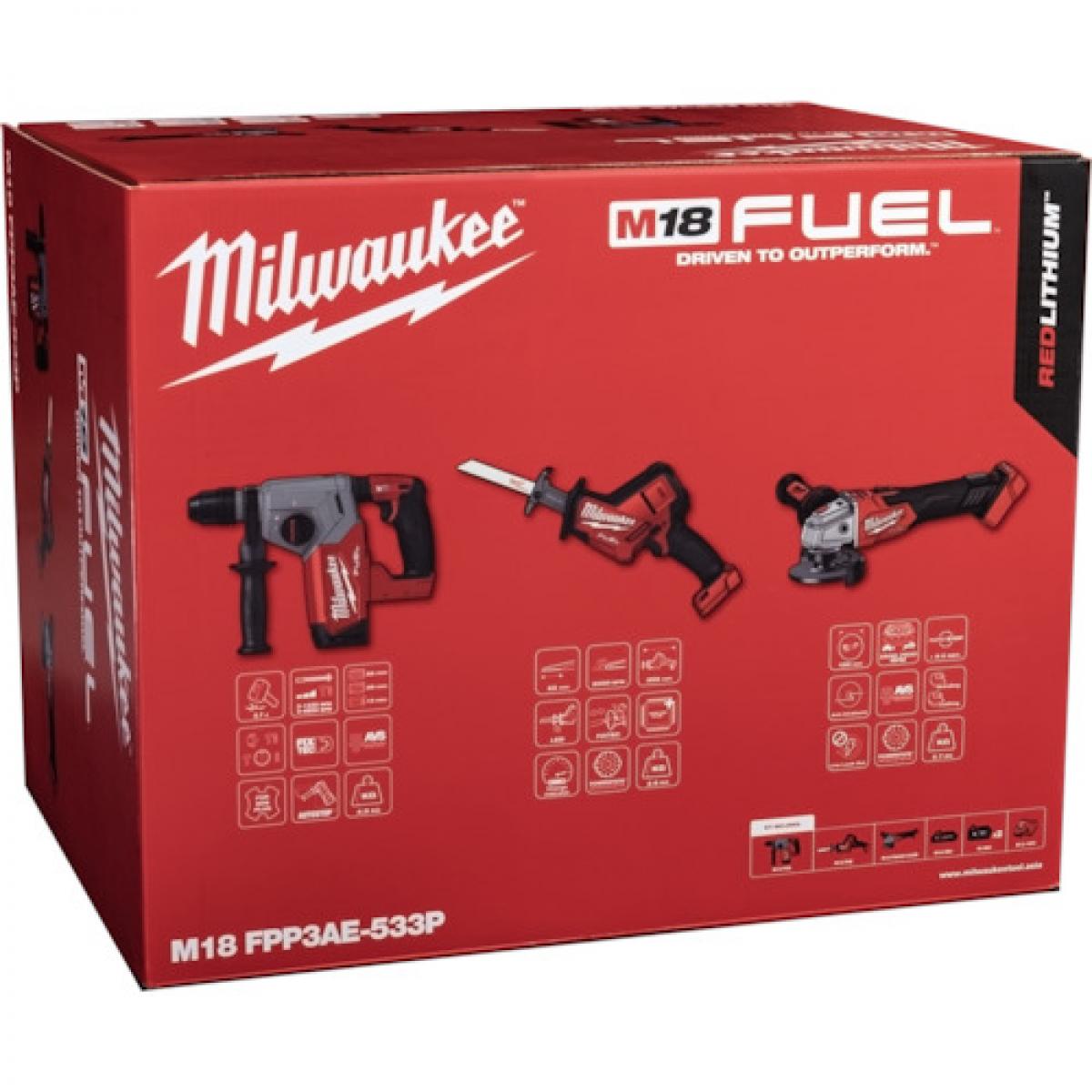 ミルウォーキー M12 FUEL（ハンマードリルコンパクトレシプロソー100mm変速ディスクグラインダー）M18 FPP3AE-533P JP milwaukee