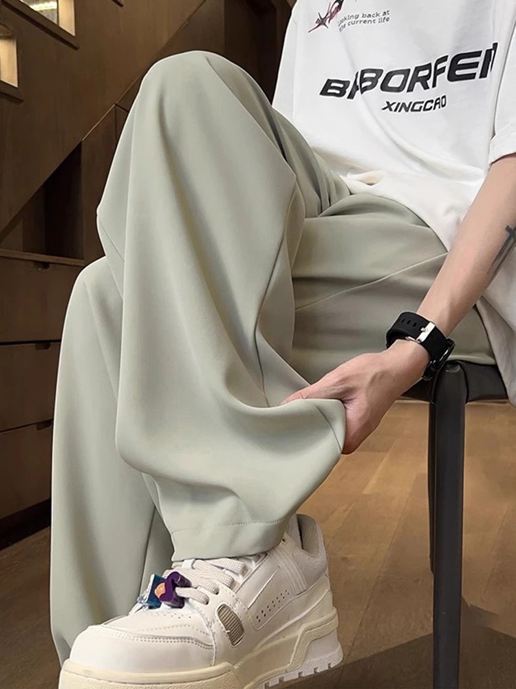 【超お得1つ買うと10個もらえる】メガ割接触冷感ボトムス メンズファッション 涼感アイスシルクパンツ メンズ 夏 薄手 カジュアルパンツ メンズ ドレープ ウエスタンパンツ ストレート ゆったり ワイ