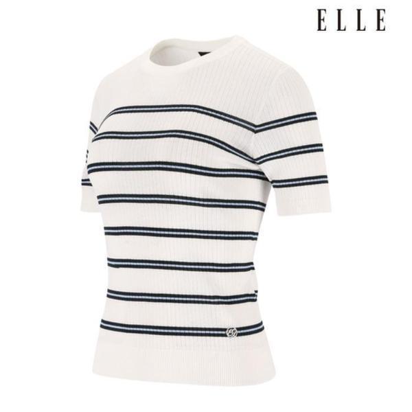 ゴルフセーブゾーン01 女性ストライプ ラウンドセーター 6L43302 101 (E45807600)