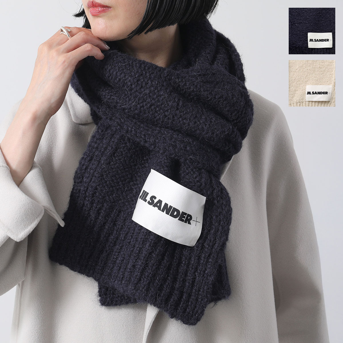 JIL SANDER+ ジルサンダー プラス マフラー J40ZZ0163 J14733 レディース メンズ モヘア アルパカ ニット ラベルカラー2色 J40ZZ0163J14733402