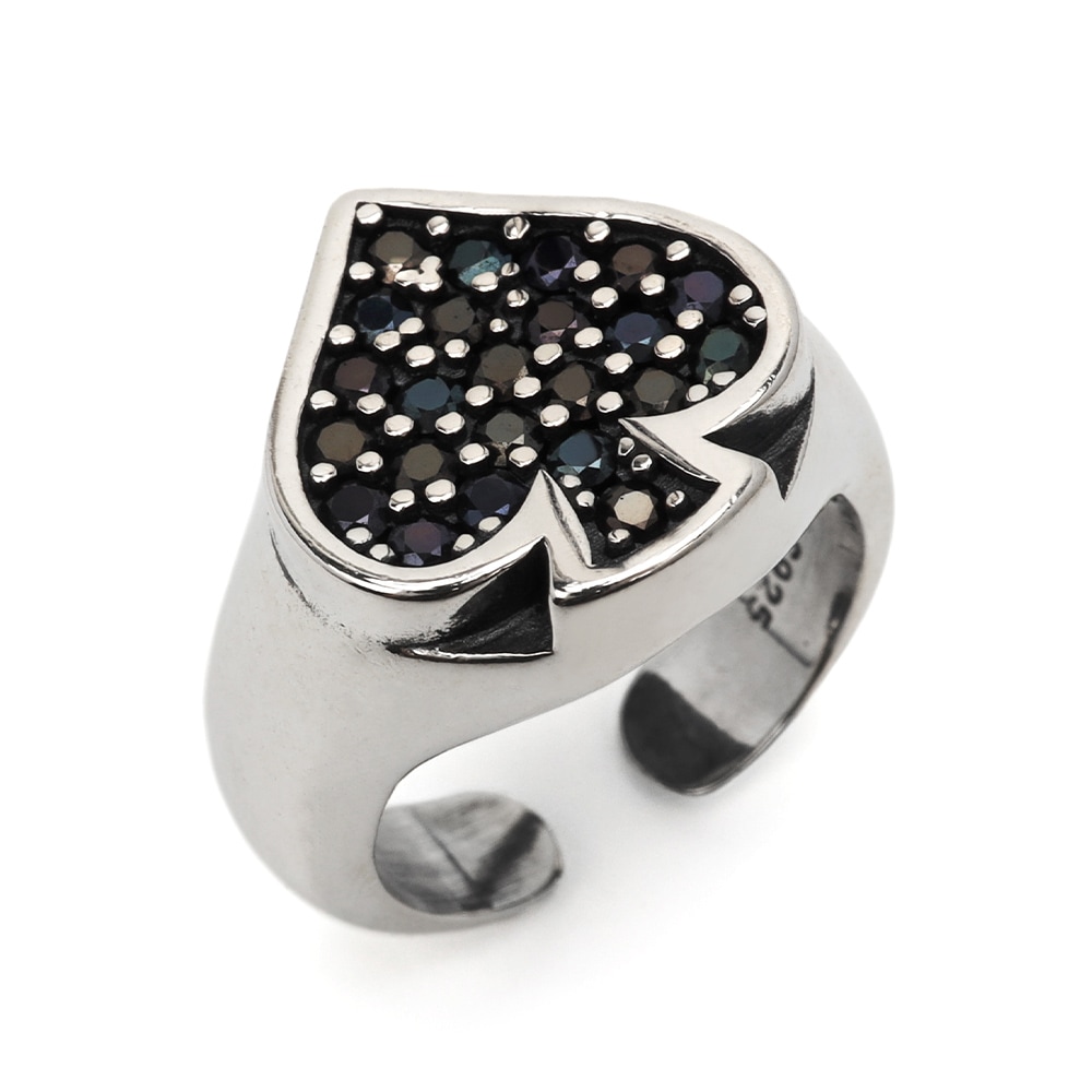 925 スペード ハート 印台リング [rs200]